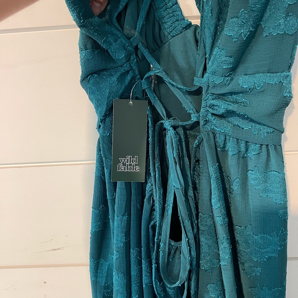 BNWT beautiful dark turquoise open back dress size Large - Picture 6 of 11